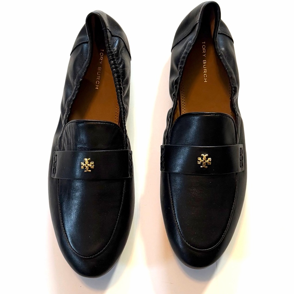 Tory Burch Black Leather logo ballet Loafers - Picture 4 of 9